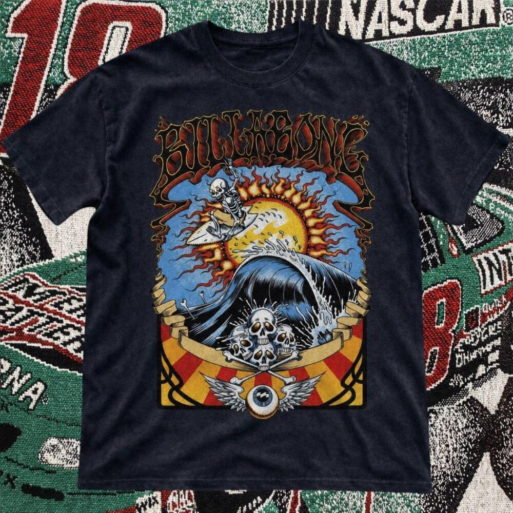 Big Wave Skull Surf Graphic Tee Black Unisex